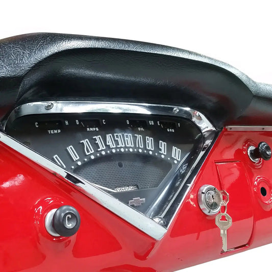 Instrument cluster profile of 1955-1959 Chevy truck dash pad showing padding thickness