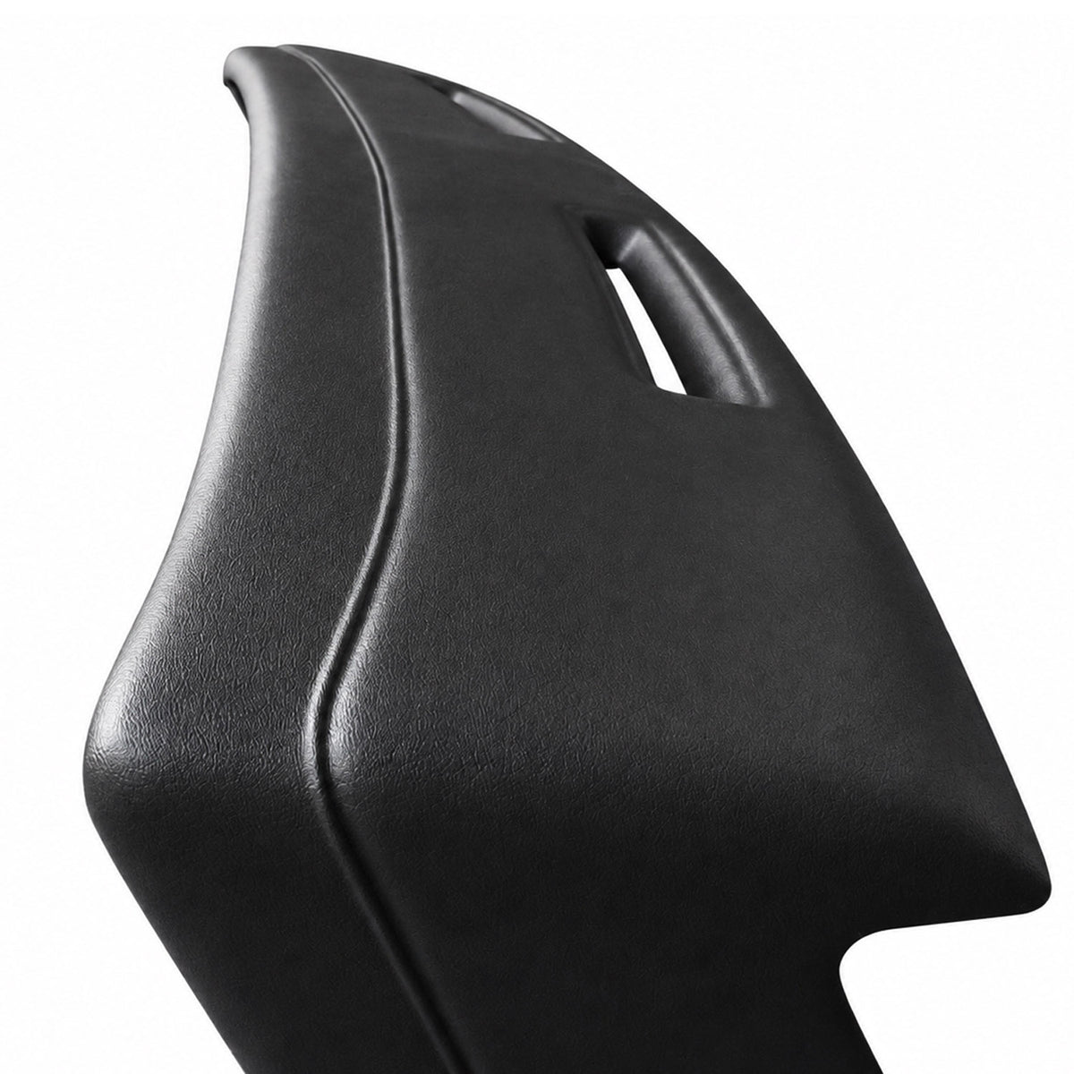 Black SoftCap dash cover for 1977-1990 Chevrolet Impala and Caprice, close-up of the end and molded edge
