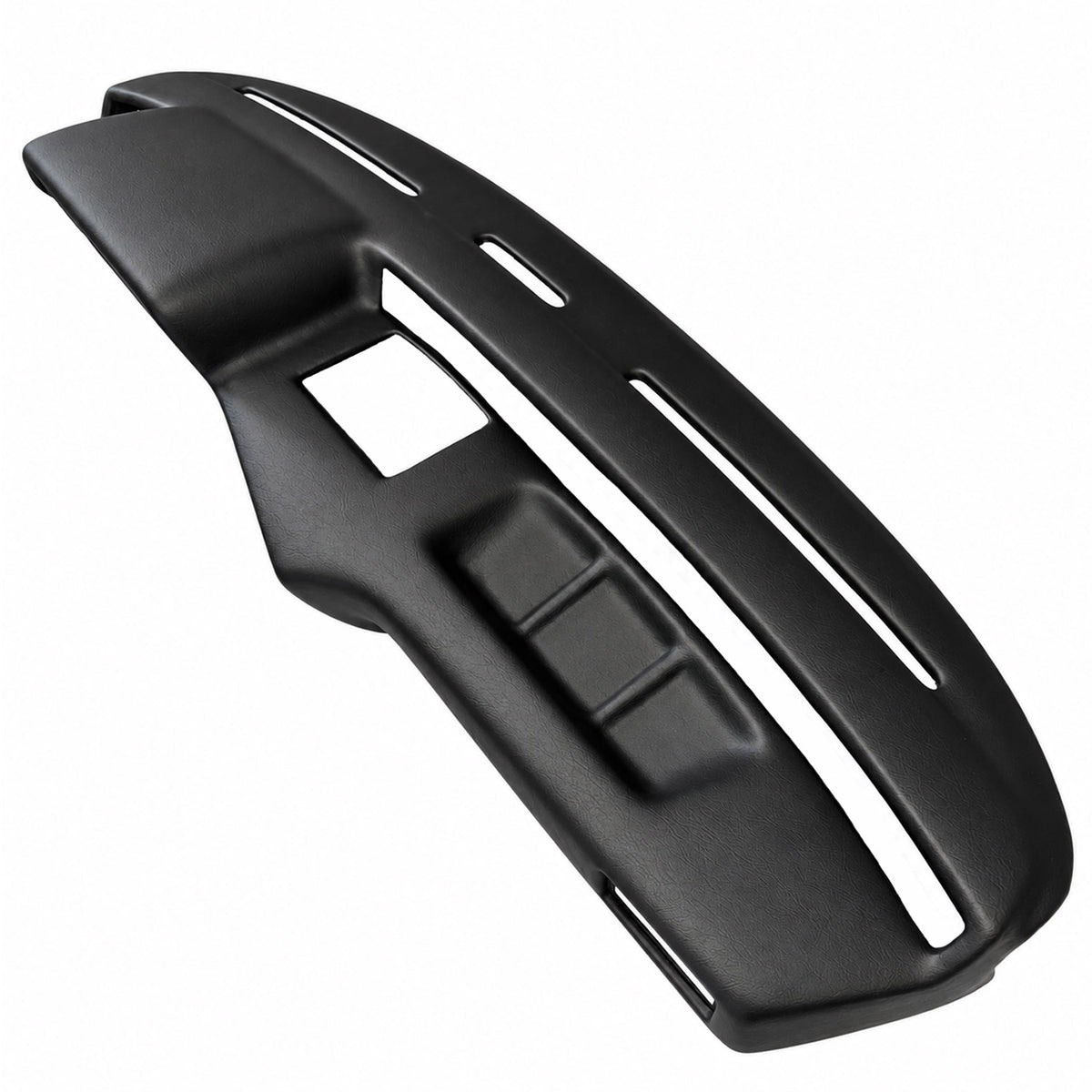 1980-1983 BMW 3 Series (E21) SoftCap dash cover in black, angled view of center gauge pod and defroster vents