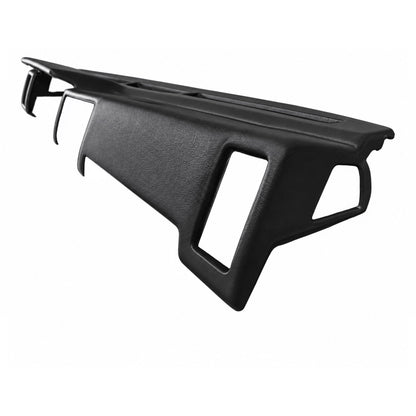 Black SoftCap dash cover for 1986.5-1993 Nissan Hardbody and Pathfinder, low side view of dash face and air vent cutout