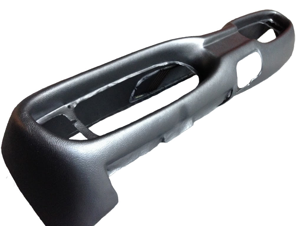 Side profile of Chevy LUV dash pad showing rigid fiberglass substructure and padding
