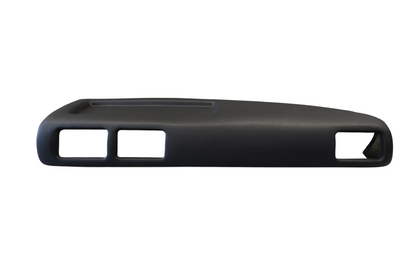 Straight front view of the black Just Dashes SoftCap padded dash cover for 1987-1988 Toyota Pickup and 4Runner, displaying the exact layout of vent cutouts and the top storage tray.