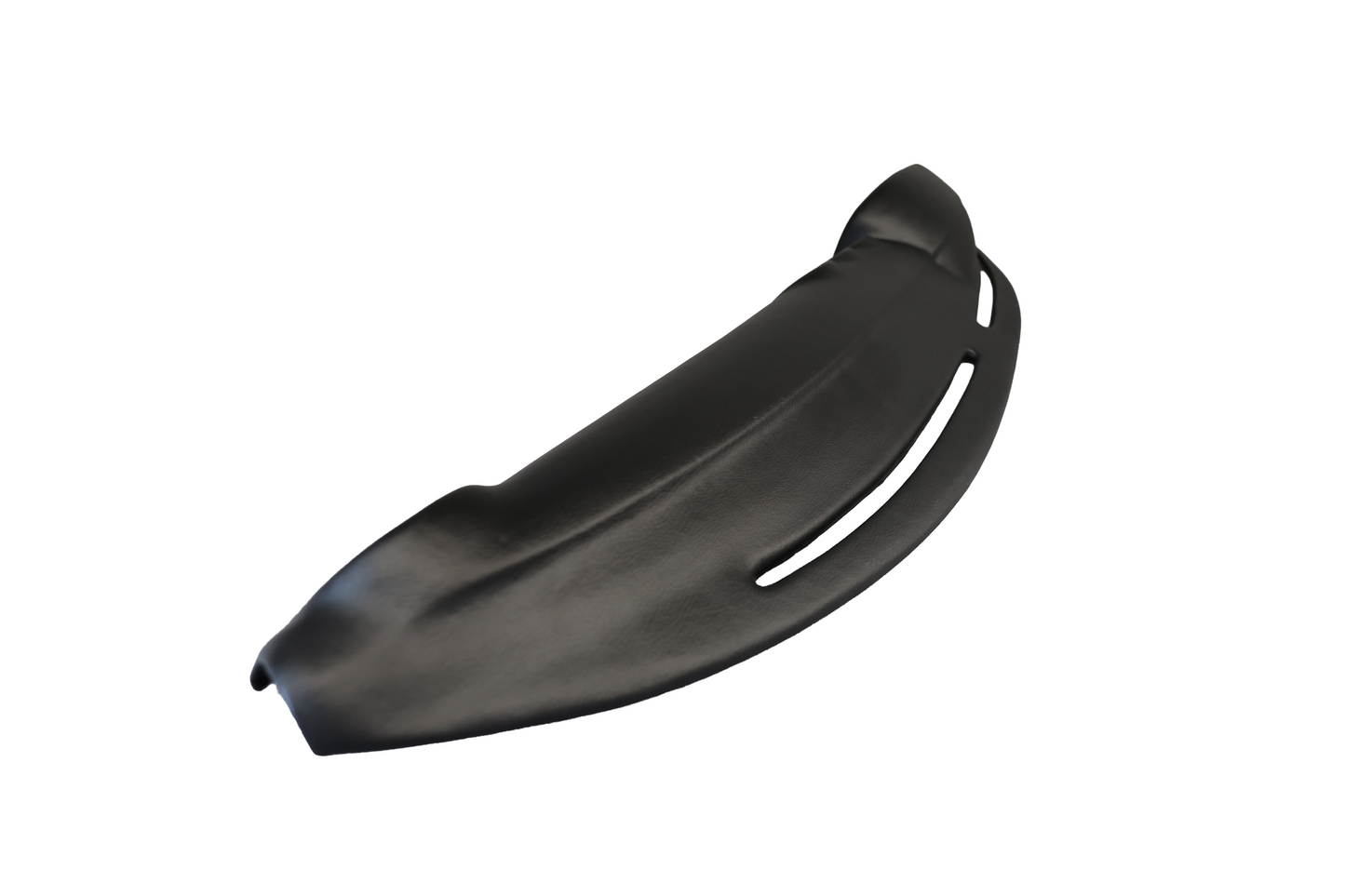 High-angle view of Just Dashes SoftCap black padded dash cover for 1972-1989 Mercedes-Benz R107 SL and SLC.