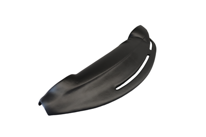 High-angle view of Just Dashes SoftCap black padded dash cover for 1972-1989 Mercedes-Benz R107 SL and SLC.