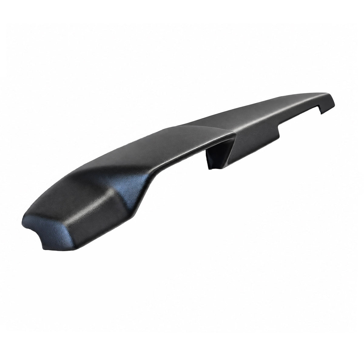 Black SoftCap dash cover for 1975-1980 Volvo 240 and 260 Series, angled view from the instrument hood end