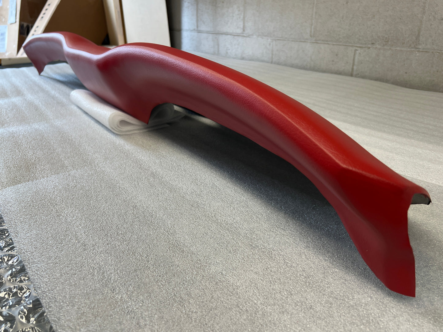Front edge of custom color Ford Falcon reproduction dash pad
