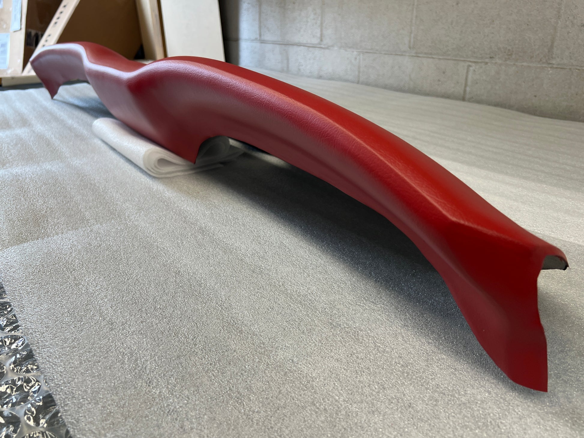 Front edge of custom color Ford Falcon reproduction dash pad