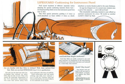 Original 1956 Ford Lifeguard Design advertisement featuring the optional padded instrument panel dash pad.