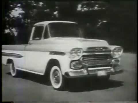 1959 Chevrolet Trucks commercial featuring the "Task Force" fleet, Fleetside pickup, and the all-new El Camino—highlighting the "high style" and "passenger car comfort" that inspires our dash pads.